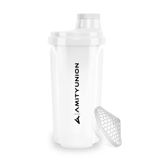 Protein Shaker Heaven 500ml mit Sieb & Skala Weiß