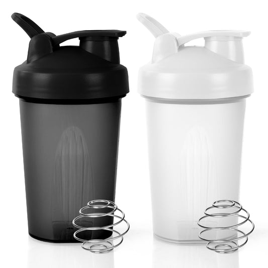 ACWOO Eiweiß Shaker 400ml auslaufsicher Schwarz Weiß