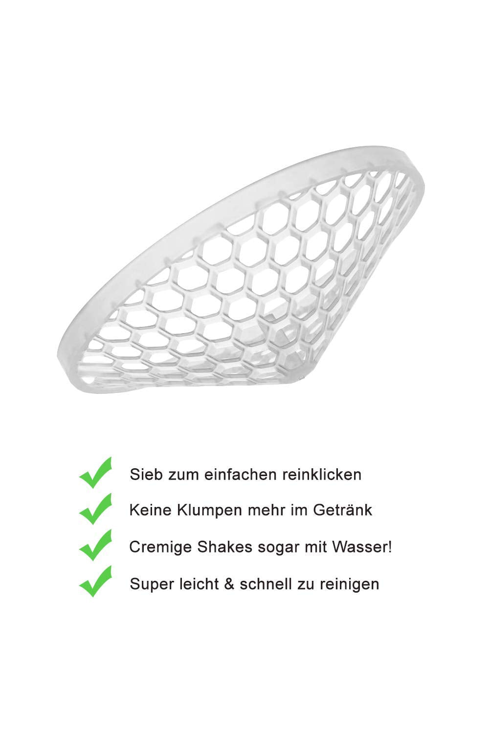 Protein Shaker Heaven 500ml mit Sieb & Skala Weiß