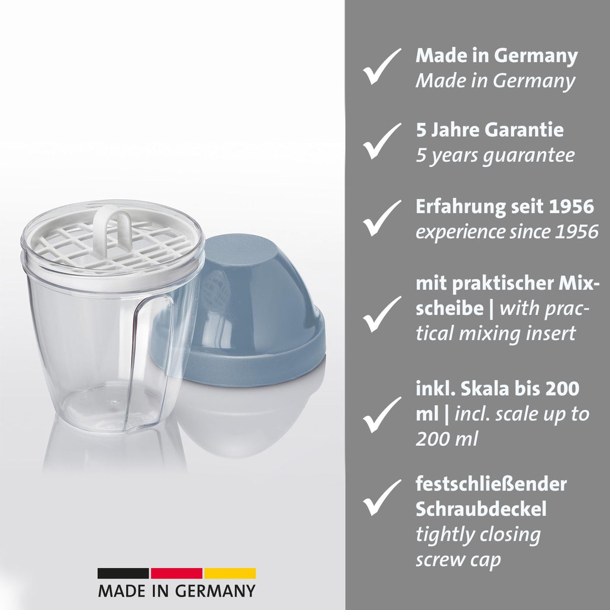 Westmark Schüttelbecher 250ml mit Mixscheibe Blau