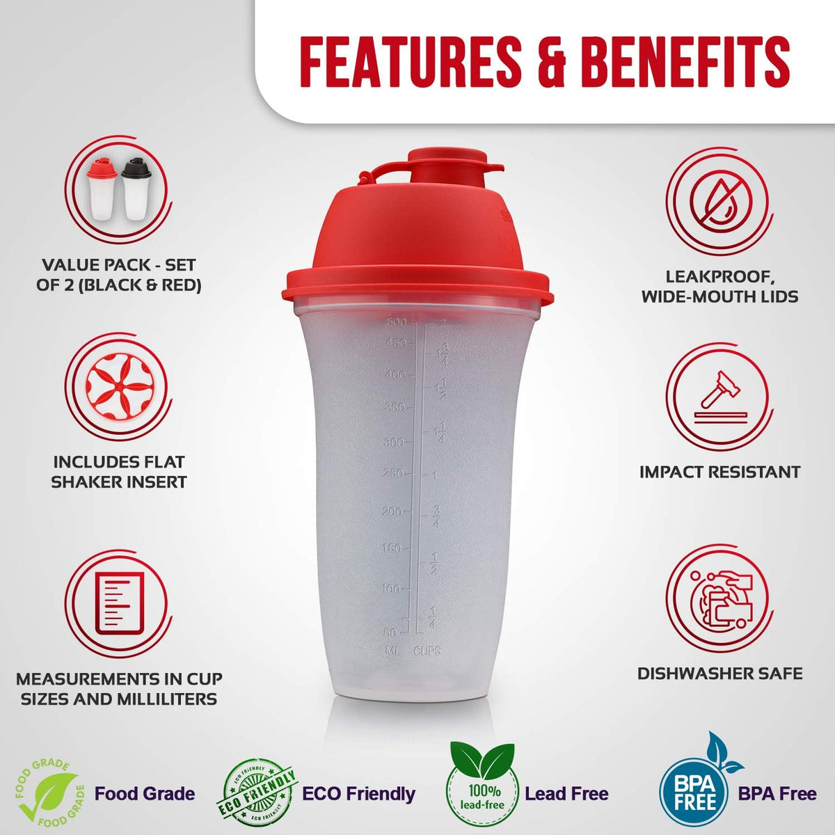 SIGNORA WARE Shaker 500ml Mixer für Smoothies & Saucen