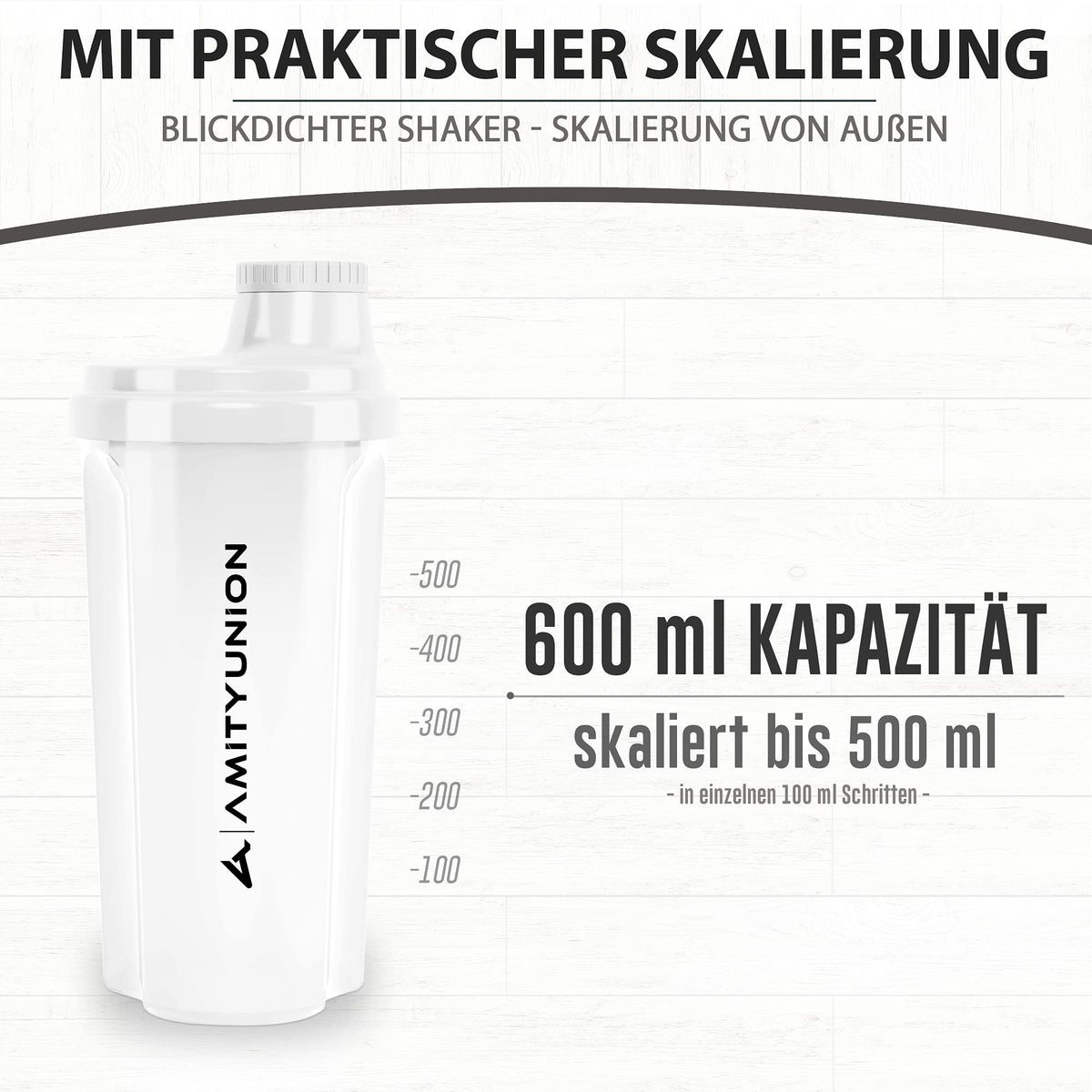 Protein Shaker Heaven 500ml mit Sieb & Skala Weiß