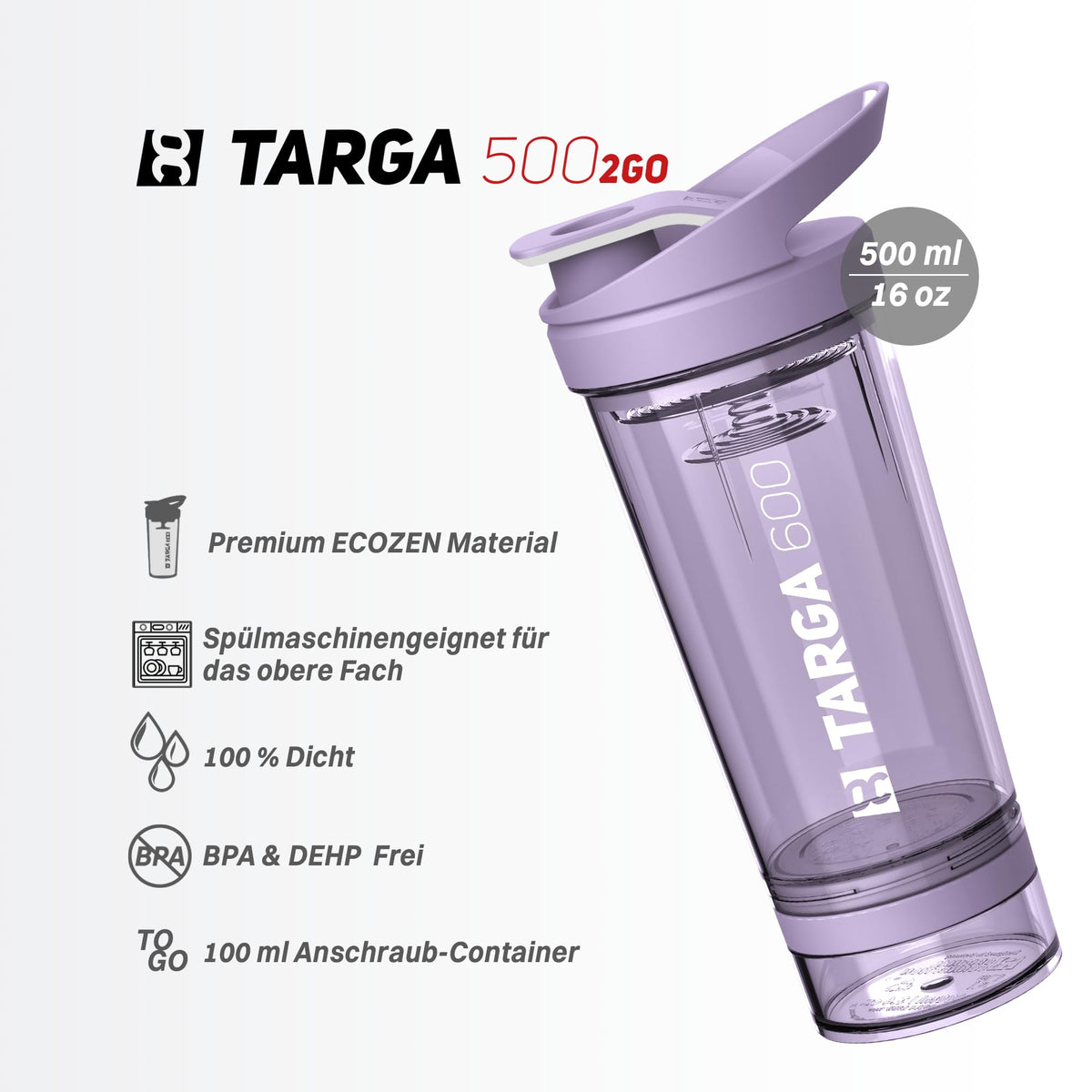Eiweiß Shaker 500ml + Fach BPA-frei auslaufsicher